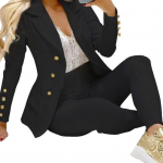 2 tk/komplekt Naiste &uuml;likonna mantli p&uuml;kste komplekt rev&auml;&auml;ri n&ouml;&ouml;biga Dekoratsioon keskmise pikkusega kardigan pikkade varrukatega jope k&otilde;rge v&ouml;&ouml;kohaga sirged p&uuml;ksid. Naiste pidulik pendeldamine L