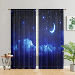 2 t&uuml;kki, Galaxy Kuu T&auml;ht kardinad - Tunneliga pooll&auml;bipaistvad kardinad - Elutuba, magamistuba, k&ouml;&ouml;k, kodukaunistus W150CM H166CM&Rod pocket