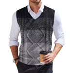 Meeste moetr&uuml;kiga V-kaelusega vest varrukateta silmkoeline pullover S