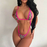 Naiste Seksikas Kolmnurkne &Uuml;hes t&uuml;kis Ujumistrikoo Suvine N&ouml;&ouml;riga S k&uuml;lgedelt G-string Bikiinid Halter Leopardimustriline Seljaosata Elastne S