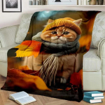 Soe ja hubane armas kassi mustriga flanelltekk diivanile, voodile, diivanile, kontorisse - pehme ja rahustav digitaaltr&uuml;kiga visketekk 30x40in