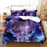 Uus 3D digitaalselt tr&uuml;kitud m&auml;ngude Genshin Impact kolmeosaline voodipesukomplekt talvekoduks pol&uuml;ester tekikate multifilmimustriga EU Single(135x200cm) blue