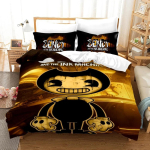 Uus Anime Bendy & Ink Machin Voodipesukomplekt &Uuml;he-, Kahe-, T&auml;is-, Kuninganna-, Kuninga suuruses Voodikomplekt T&auml;iskasvanu Laste Magamistuba Tekikoti Komplekt Kodutekstiilid EU Twin 135x200cm