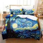 Van Goghi voodipesukomplekt &Uuml;he-, Twin-, Full-, Queen-, King-suuruses Voodikomplekt T&auml;iskasvanu Laste Magamistuba Tekikoti komplektid 3D retroklassikaline voodilina komplekt EU single(135x200cm)