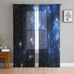 Rakett lendav multikas universum ruum Valge t&uuml;ll l&auml;bipaistva akna kardinad elutuppa Voile organza kardinad kardinad W135 x H115cm x1&Rod Pocket