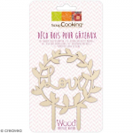 Cake topper en bois - Love - 12,5 x 11 cm - Apte au contact alimentaire - &Eacute;l&eacute;gant pour desserts