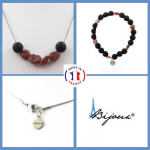 Pierres et Min&eacute;raux. Parure bijoux Bracelet Collier Perles Rubis du Br&eacute;sil + Lave 8 mm. Taille personnalisable.