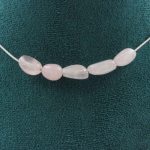 Pierres et Min&eacute;raux. Collier 5 perles Quartz rose du Br&eacute;sil Chaine en acier inoxydable Collier femmes, hommes. Taille personnalisab