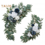 2 tk Kunstlilled Swag Kunstlilled Roosi Swag Lilleline Vanik Tseremooniateks Sildi Taust Pulmakaar Trepik&auml;sipuu Dekoratsioon valge/sinine