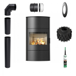 Wood burning steel stove KRATKI AB/S/2/ROLLO High 10 kW &Oslash; 150