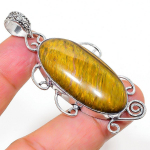 Tiger Eye Handmade 925 Sterling Silver Jewelry Pendant 2.40 n3d95
