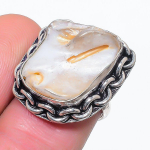 Biwa Pearl Handmade 925 Sterling Silver Jewelry Ring Size 6 v8c38