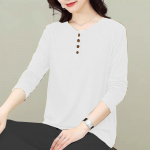 Naiste puuvillane pluus Korea naiste riided kevadtopsid S&uuml;giss&auml;rk pikkade varrukatega T-s&auml;rk Femme Blusas XXXXL valge