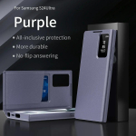 Nahkne S-View Windows rahakotiga klapiga &uuml;mbris Samsung Galaxy S25/S24/S23/S22 Ultra Plus S23 FE S25edge A56 A55 kaarditaskuga p&otilde;rutuskindlale &uuml;mbrisele For Galaxy S24Ultra&With Packet Box lavendel