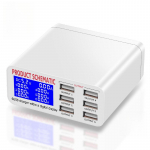 QC 3.0 USB laadimisjaam LCD-ekraaniga 6 USB-porti Lauaarvuti Nutikas Kiirlaadimise HUB Stendid iPhone Por MAX tahvelarvuti jaoks 899,US Plug valge