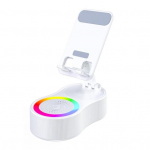 360 kraadi p&ouml;&ouml;ratav telefonihoidik juhtmevaba Bluetooth-&uuml;hilduva k&otilde;lariga, RGB valgus, k&otilde;rgus valge