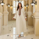 Dubai Abaya R&uuml;&uuml; Naistele - L&auml;his-Ida Muslimi Kleit XL mustjasvalge
