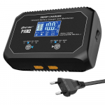 P10X2 12V 10A 24V 5A Kahekordne nutikas akulaadija autodele, mootorratastele, Lifepo4, pliiakudele, AGM, GEL, PB, liitiumakudele, autode akude remont EU Plug must