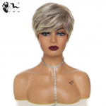 L&uuml;hike segatud blond pruun s&uuml;nteetiline naturaallaine juustega parukas Kuumakindel kiust parukas valgetele naistele Cosplay igap&auml;evased parukad 1 PC