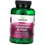 K&otilde;rge kontsentratsiooniga gl&uuml;kosamiin, kondroitiin ja MSM, Glucosamine Chondroitin & MSM Higher Strength, Swanson 120 tabletti (03280001) 120tab