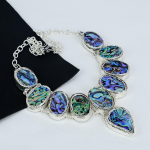 Looduslik p&auml;rlmutterkivi Gemstone K&auml;sit&ouml;&ouml; 925 Sterling H&otilde;be Elektroform Kaelaehe, P&auml;rlmutterkivi H&otilde;be Naisele Unisex Kaelaehe, Kingitus Emale 20" sinine