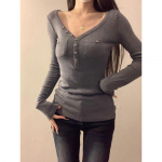 Kevad- ja s&uuml;gisnaiste slim fit pikkade varrukatega aluss&auml;rk - K&otilde;rgekvaliteediline seksikas disain Extra Large hall v&auml;rv