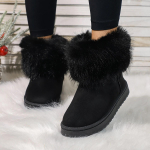 Talvised Naiste Saapad Suede Termilise Varrukaga Hoidke Soojas Keskmise S&auml;&auml;rega Lumesaapad Daamide Mugavad Platvorm Kingad Zapatos Mujer Suurus 43 38 must