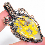 Bumblebee Jasper Handmade Copper Wire Wrap Jewelry Pendant 2.56 h2a11