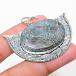 Ruby in Fuchsite Ethnic 925 Sterling Silver Jewelry Pendant 1.85 H7v47
