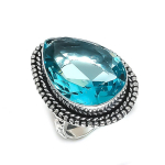 Blue Topaz Handmade 925 Sterling Silver Jewelry Ring Size 9 q7q68