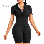 Sportlik higikompressioon t&otilde;mblukuga suletav aluskrae Saunakost&uuml;&uuml;m L&uuml;hikeste varrukatega Kalorite p&otilde;letamine Treeningkost&uuml;&uuml;m k&otilde;rge elastse v&ouml;&ouml;kohaga treener L must