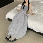 Balloon Maxi seelik Naiste Korea mood T&auml;navar&otilde;ivad Must elastne v&ouml;&ouml;koht A-joon Vintage avar pikk seelik Naistele vabaaja L hall