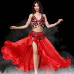 T&auml;iskasvanud daami naiste k&otilde;hutantsukost&uuml;&uuml;m, idamaine k&otilde;hutantsu seelik, lavaesinemine, 3tk komplekt rinnahoidja v&ouml;&ouml; seelik k&otilde;hutantsur&otilde;ivad M