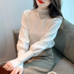 S&uuml;gis- ja talvine naiste kudumid &uuml;hev&auml;rvilised laternad varrukatega kudumid naiste p&auml;rl, poolk&otilde;rge kaelusega &otilde;huke alumine s&auml;rk pikkade varrukatega pluus One Size