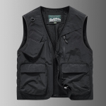 Vabaaja meeste mitmetaskuline vest, spordi-vabaaja vest, v&auml;li&uuml;rituste kalastuspluus, meeste vest L must