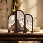 3 Panel Divider Table Screen for Feng Shui Decoration in Living Room Style A