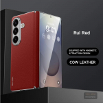 Kvaliteetne &auml;riklassi Sle nahast magnetiliste hingedega telefonikott Samsung Z Fold 7 6 5 jaoks, nahatunnetusega p&otilde;rutuskindel kaitsekate Galaxy Z Fold6 kollane