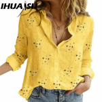 IHUASU Naiste moe vabaaja kevad-s&uuml;gis pikkade varrukatega POLO kaelusega pluusid ja s&auml;rgid S