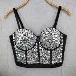 L&uuml;hikeste varrukatega liibuv &uuml;hev&auml;rviline suvine v&otilde;rkkangas ilma &otilde;lapaelteta bustier-top Punk-stiilis ilma &otilde;lapaelteta top Camisole'id ja T-s&auml;rgid 34/75