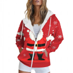 Naiste j&otilde;ulutr&uuml;kiga dressipluus s&uuml;gistalvine pikkade varrukatega kardiganjakk taskutega lukuga kapuuts &uuml;ler&otilde;ivad XL