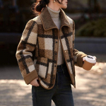 Naiste mantel talveks vintage ruuduline paksendatud vabaaja &uuml;lem&otilde;&otilde;duline kahekihiline tuulejakk XXXXL