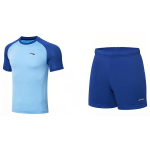 Li Ning Uus Lauatennise Uustulnukute Seeria &Uuml;hev&auml;rviline &Uuml;mmarguse Kaelusega Pusa L&uuml;hikeste Varrukatega T-s&auml;rk Ja Keskmise V&ouml;&ouml;kohaga Sirgete S&auml;&auml;ristega L&uuml;hikeste P&uuml;kste Komplekt AATT003-2 S