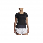 Nike Breathe Logoga &Uuml;mmarguse Kaelusega Mugav L&uuml;hikeste Varrukatega T-s&auml;rk Naiste Topid Must Helkurh&otilde;be 831781-011 XL