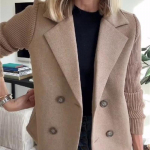 2025 Kevad Uus Kampsunid Jakk Euroopa ja Ameerika Naiste Moestiil Villane &Uuml;hendatud Mantel S khaki