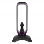 RGB m&auml;nguk&otilde;rvaklappide alus koos USB 2.0 jaoturiga k&otilde;rvapealse peakomplekti hoidiku ja 2 USB-pordiga k&otilde;rvaklappide riiul lauaekraani jaoks must