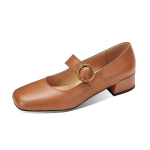 Moodsad Uued Kevad S&uuml;gis Ehtne Nahk Naiste Kingad Moodsad Ruudukujulise Ninaga Kingad Naistele Mary Jane Kingad Zapatos Mujer Naiste Kingad 34 helepruun v&auml;rv