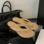 Retro stiilis suvised varvastevahelised kiilkontsaga naiste sussid Moodsad daamide v&auml;lissandaalid L&uuml;hikesed kleidislippersid Sandalias &middot; 35 khaki