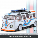 Simulatsioon 1/32 M&otilde;&otilde;tkava Volkswagen T1 Transporter Mudel Heli Valgustusega Buss M&auml;nguasi S&otilde;iduk Lapsed Poiss S&uuml;nnip&auml;evakingitus Miniatuurne Auto valge