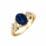 8X6MM Ovaalne Sinine Safiir Kivi 925 Sterling H&otilde;be Kullatud Solitaire Halo Naiste Pulmas&otilde;rmus 6 kollane