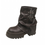 Moodsad narmastega saapad naistele Retro gooti trend Naiste saapad Chelsea keskmise kontsaga Mootorrattasaapad Naiste mood p&otilde;lvek&otilde;rgused Botas 35